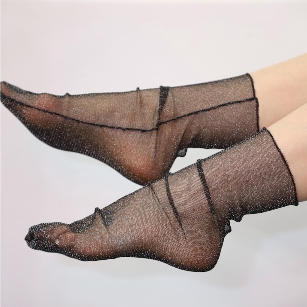 NWT. Zara Black Socks with Metallic Lurex. Size M(36-38).